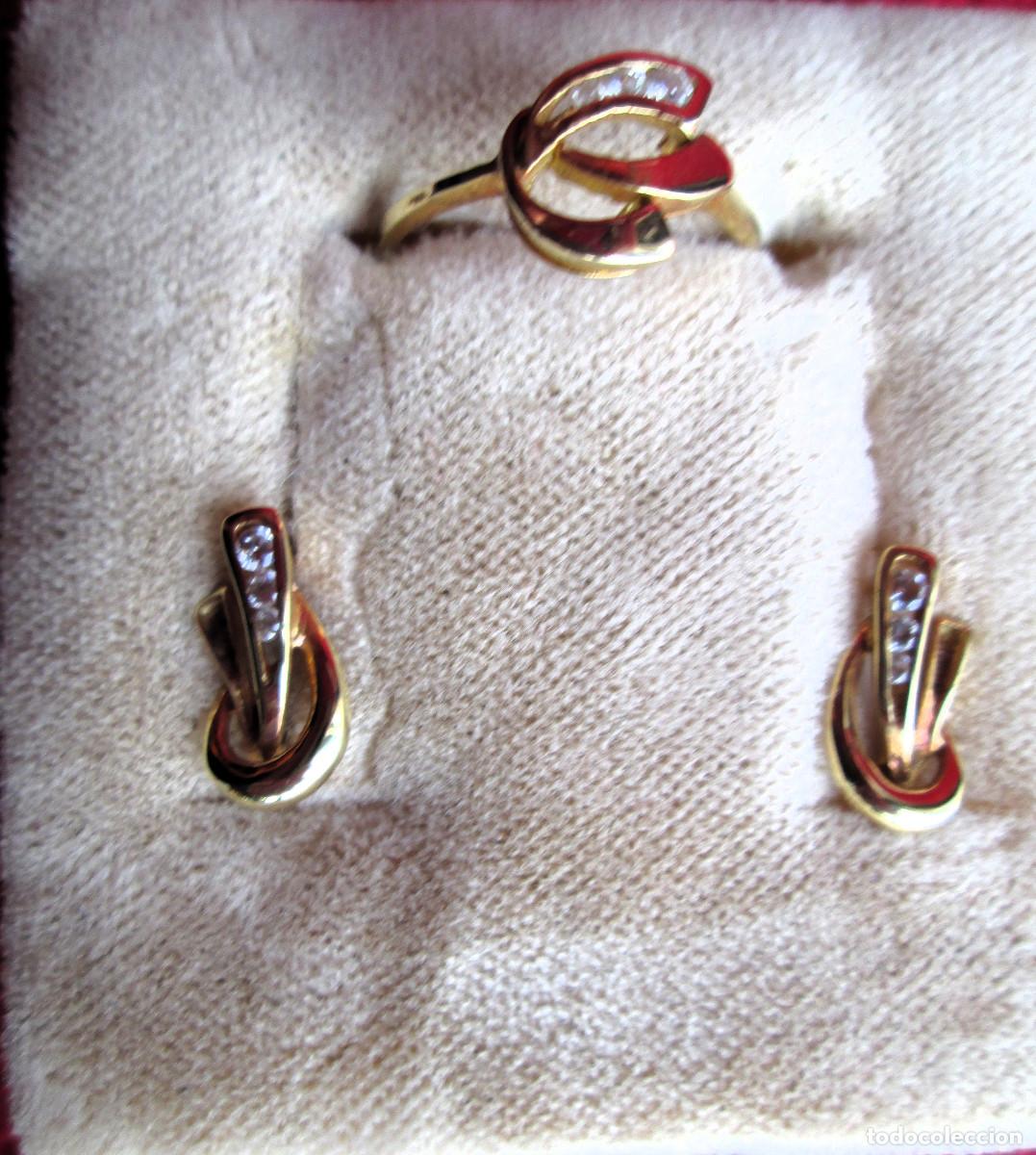 Gioielleria: CONJUNTO PENDIENTES Y ANILLO ORO 18 KLTS. CON CIRCONITAS - SIN ESTRENAR -