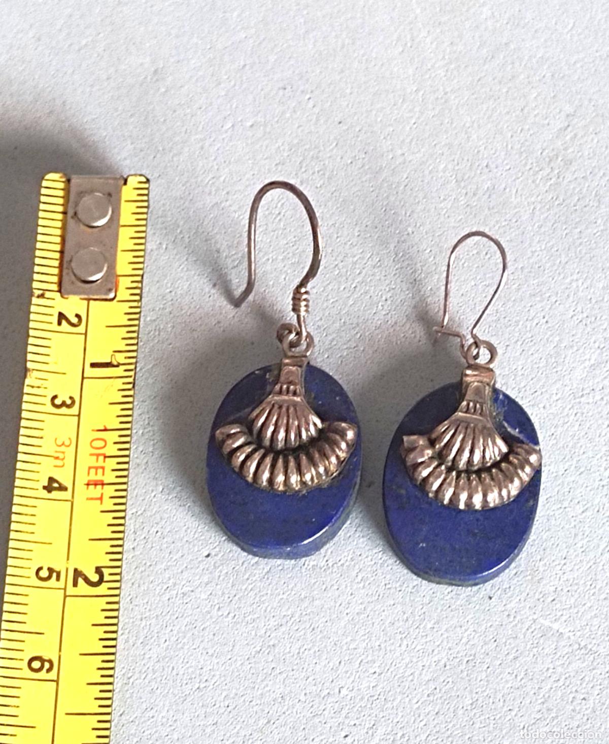Joyeria: Pendientes de plata de ley con lapisl&aacute;zuli. - Foto 3