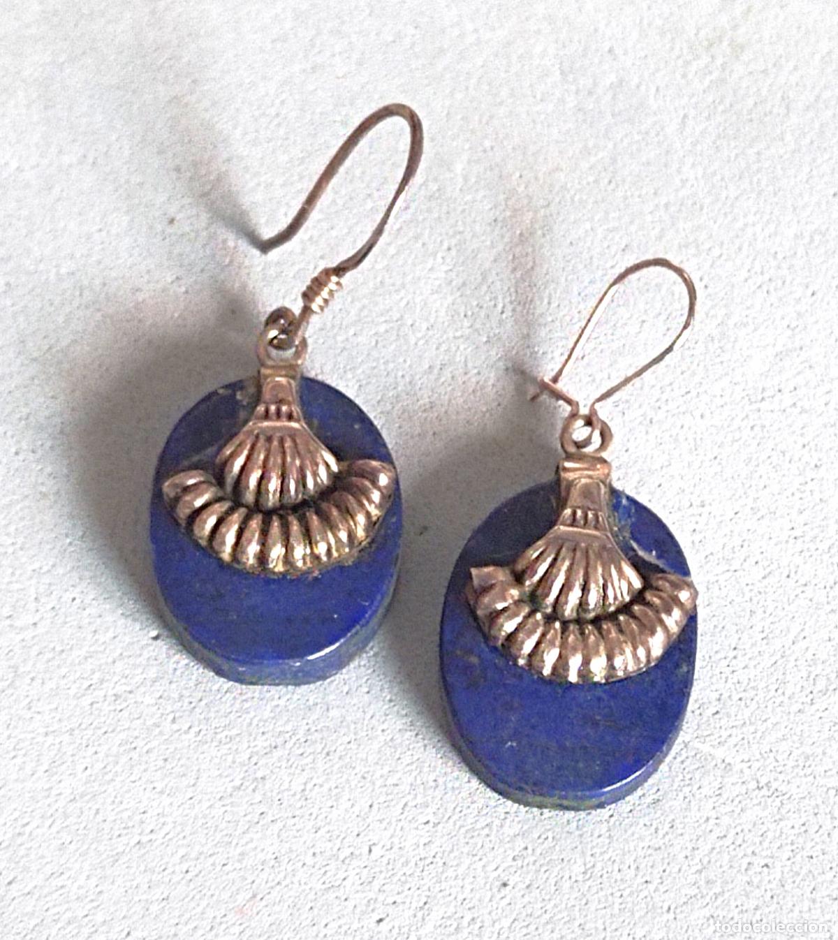 Joyeria: Pendientes de plata de ley con lapisl&aacute;zuli. - Foto 1