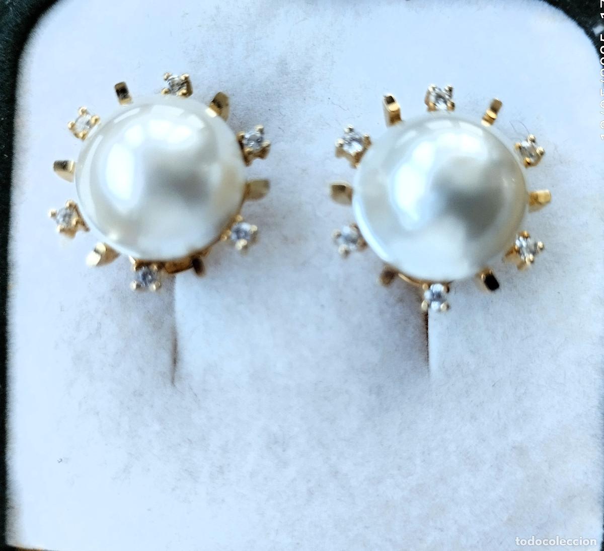 Joalharia: PENDIENTES DE ORO 18 K. CON PERLAS Y CIRCONITAS - SIN ESTRENAR -