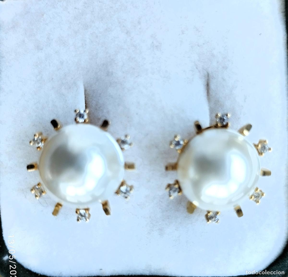 Joyeria: PENDIENTES DE ORO 18 K. CON PERLAS Y CIRCONITAS - SIN ESTRENAR - - Foto 2