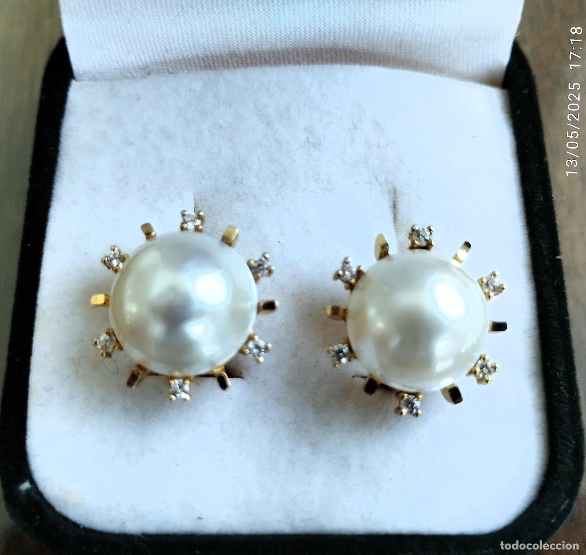 Joyeria: PENDIENTES DE ORO 18 K. CON PERLAS Y CIRCONITAS - SIN ESTRENAR - - Foto 3