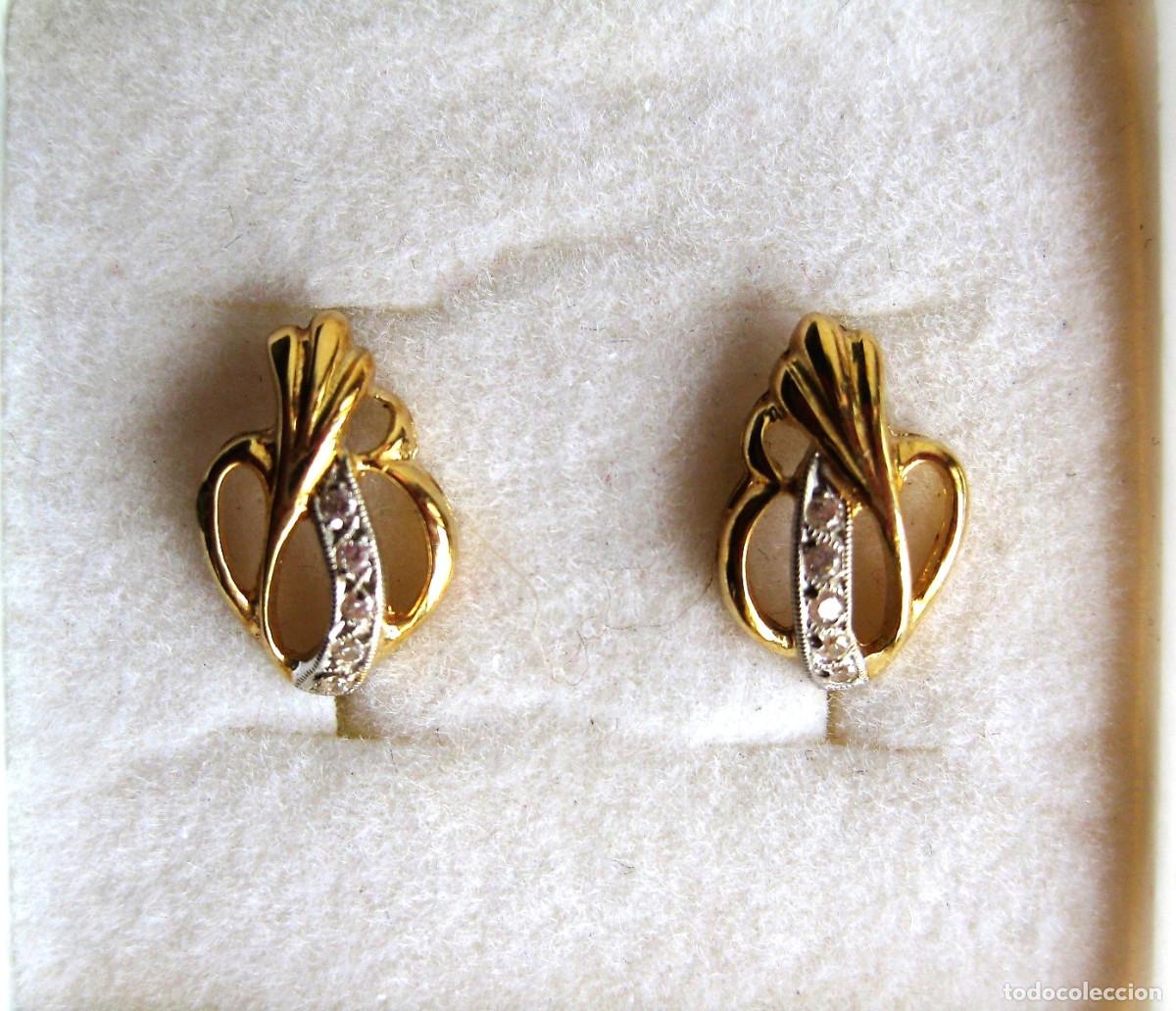 Joalharia: PENDIENTES ORO DORADO Y BLANCO 18 K. CON CIRCONITAS - SIN ESTRENAR