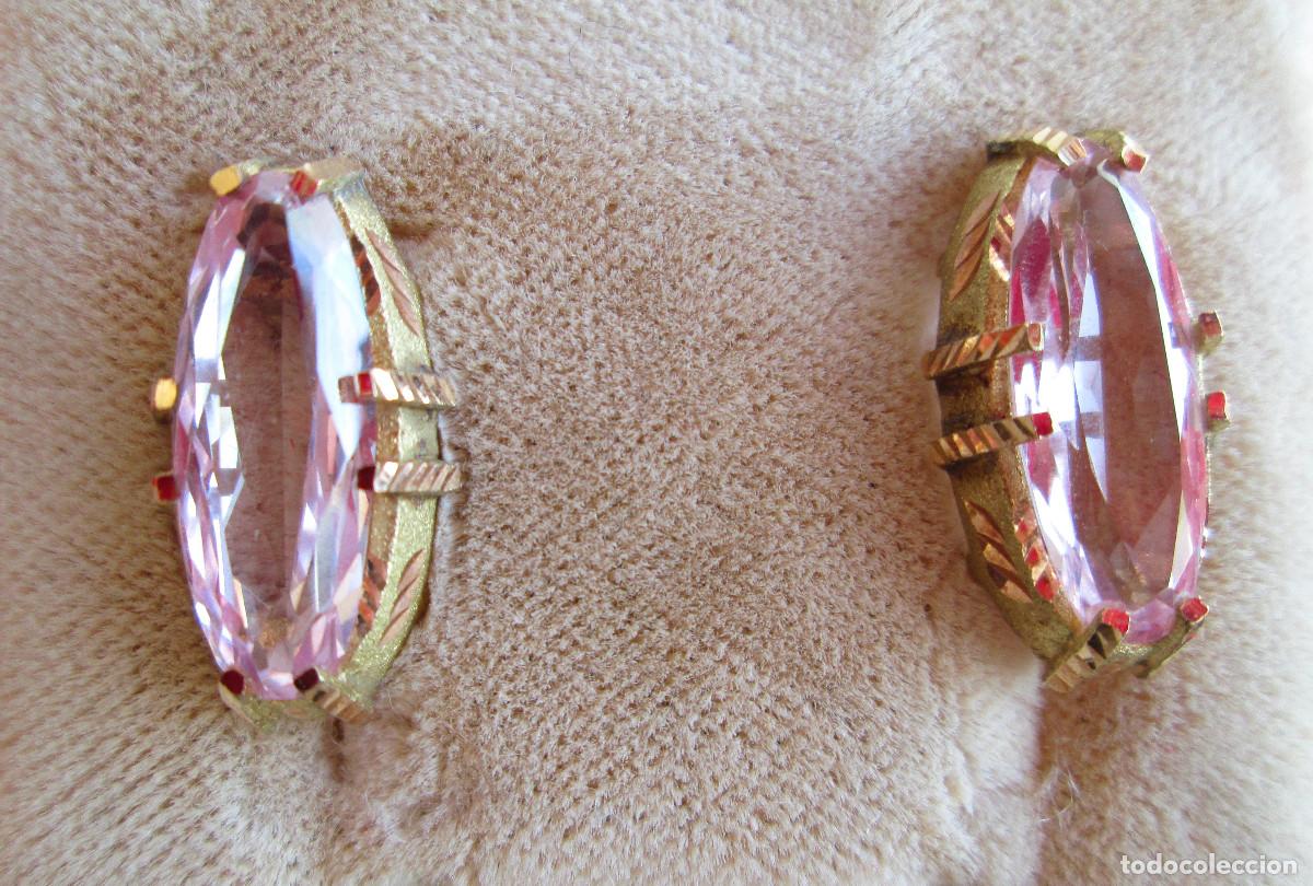 Joyeria: PENDIENTES DE ORO DE 18 KLTS. CON BONITA PIEDRA SEMIPRECIOSA MALVA BISELADA - SIN ESTRENAR