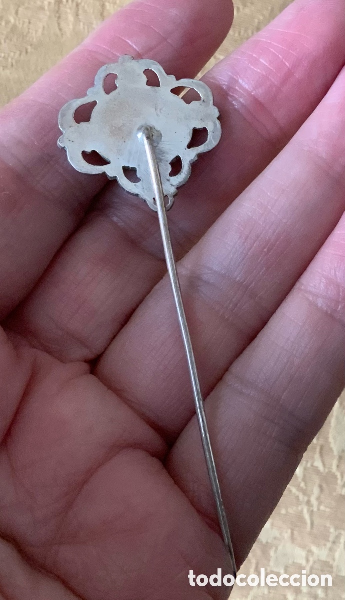 Joyeria: ANTIGUO BROCHE ALFILER PLATA Y AZABACHE - Foto 5