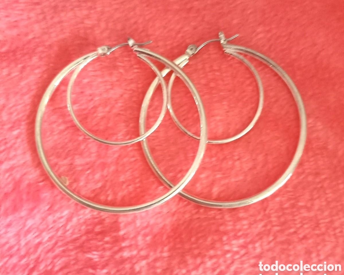 Gioielleria: Originales pendientes de de aro, aretes de doble aro, capa plateados 4,8cm di&aacute;m. Muy bonitos