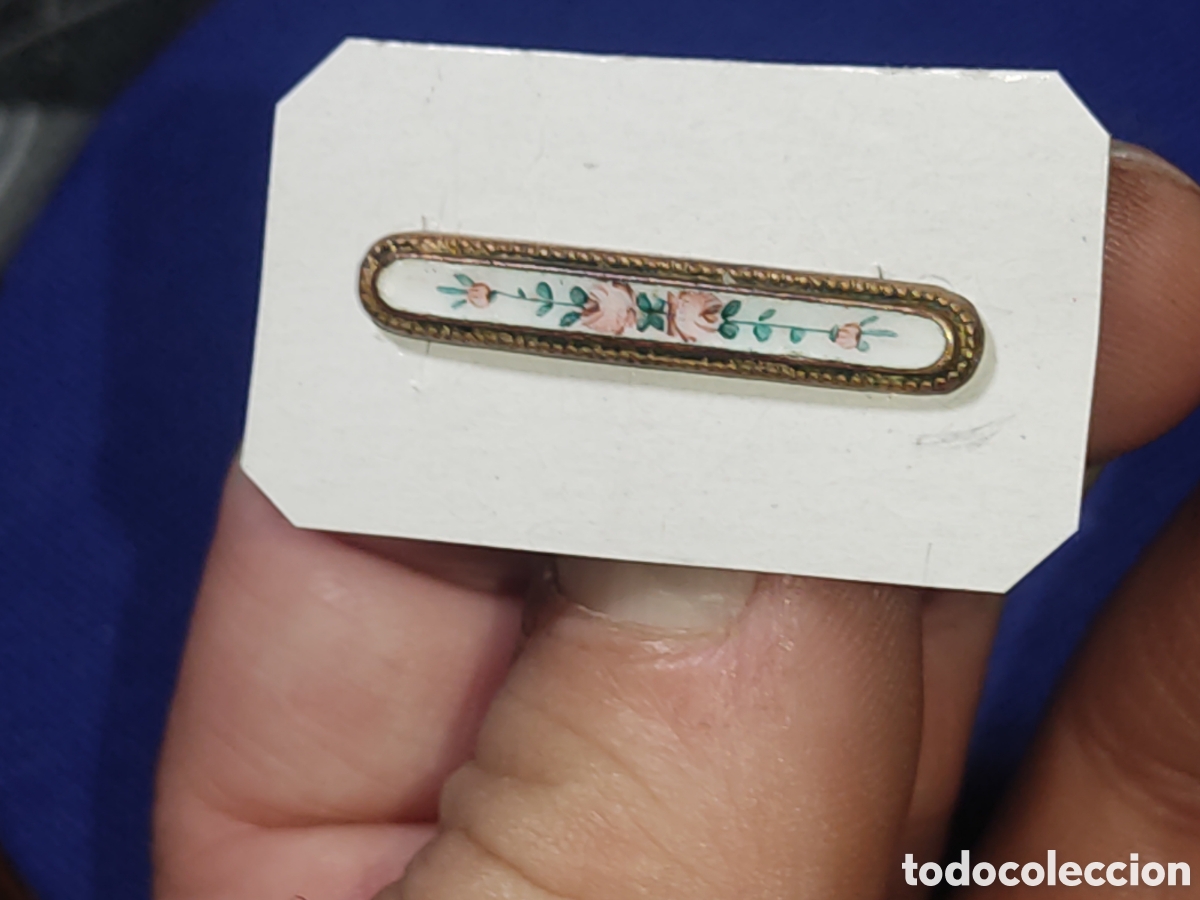 Joyeria: Antiguo broche de lat&oacute;n con rosas. - Foto 6
