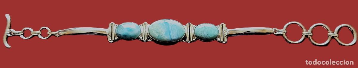 Joyeria: Pulsera Plata de ley con P&icirc;edras Larimar.