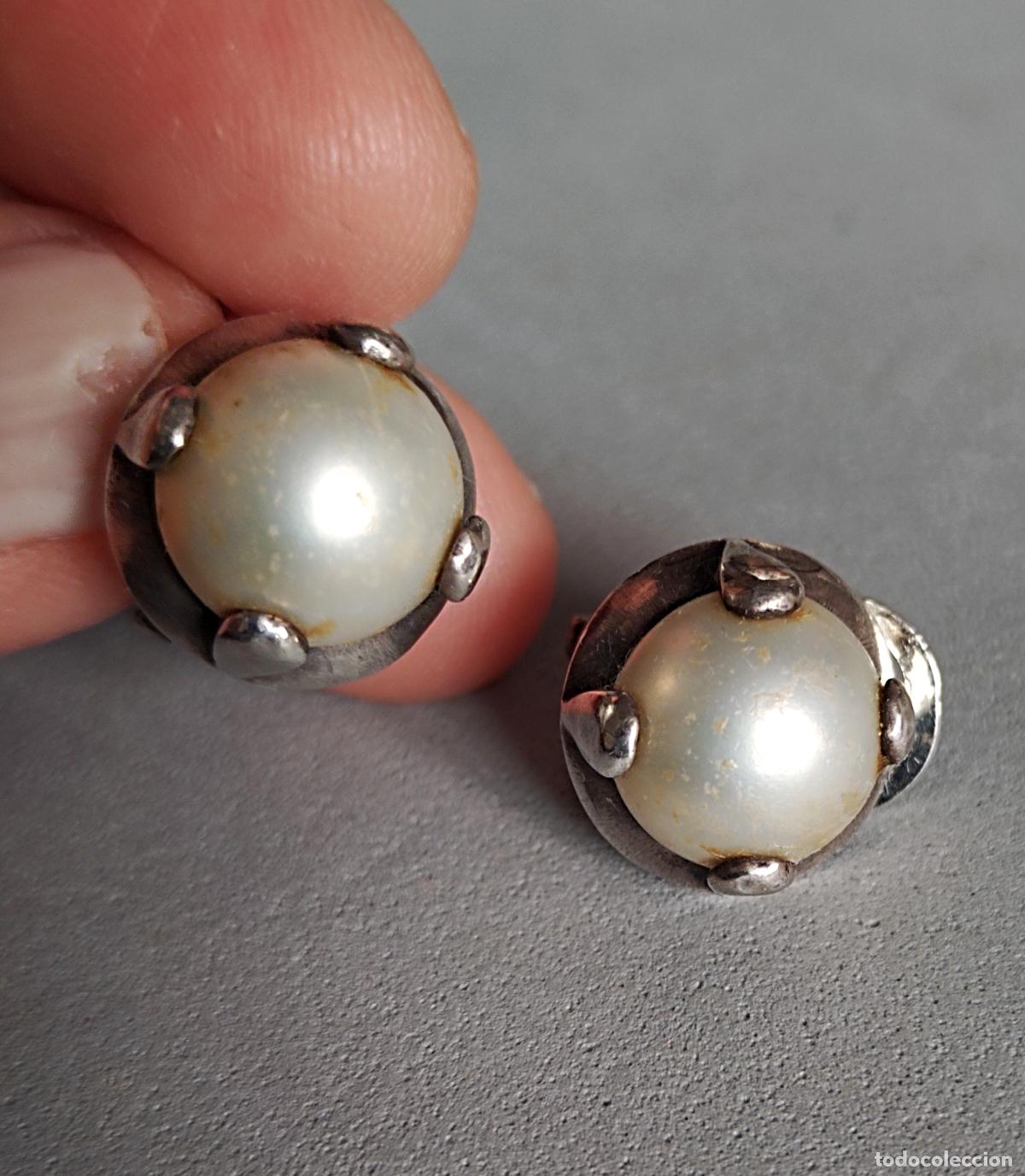 Joyeria: Pendientes de plata de ley con perlas, cierre de omega. - Foto 3