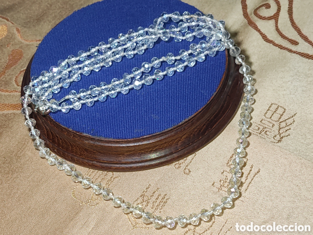 Joyeria: Collar muy largo de cristal facetado de destellos,1 metro 18cm.Vintage