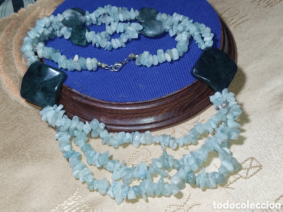 Joyeria: Collar largo de cuarzo verde.Vintage. - Foto 3