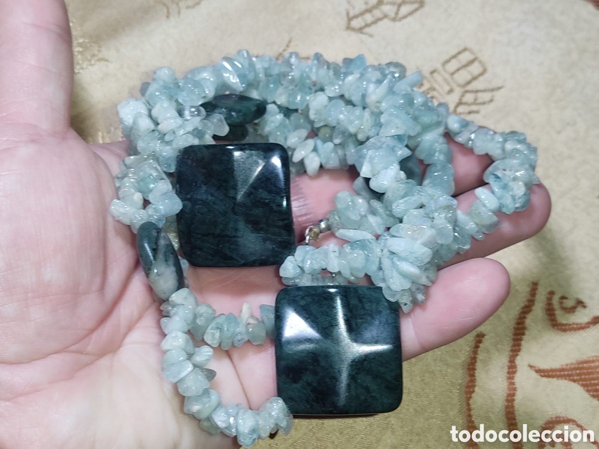 Joyeria: Collar largo de cuarzo verde.Vintage. - Foto 8