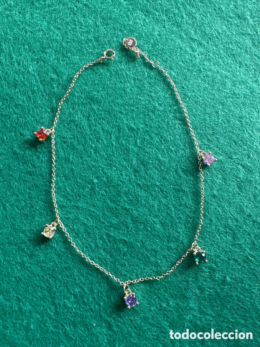 Joyeria: Pulsera plata dorada con piedras de colores (A1)