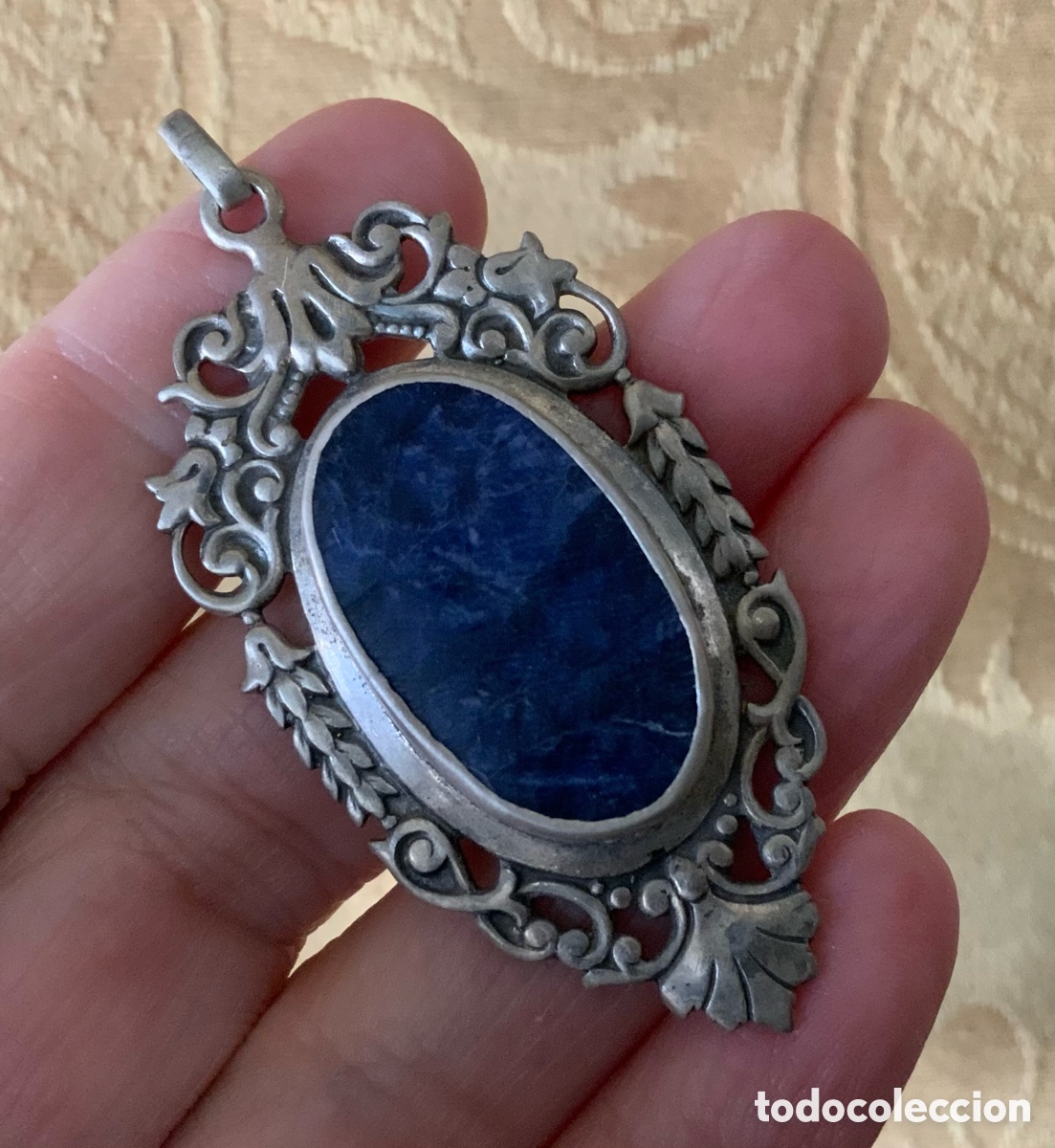 Joyeria: ANTIGUO COLGANTE PLATA Y LAPISL&Aacute;ZULI - Foto 2