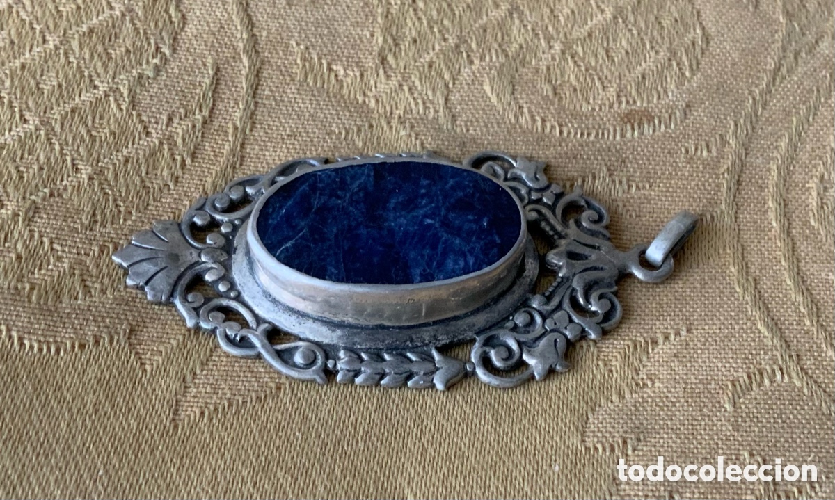 Joyeria: ANTIGUO COLGANTE PLATA Y LAPISL&Aacute;ZULI - Foto 3