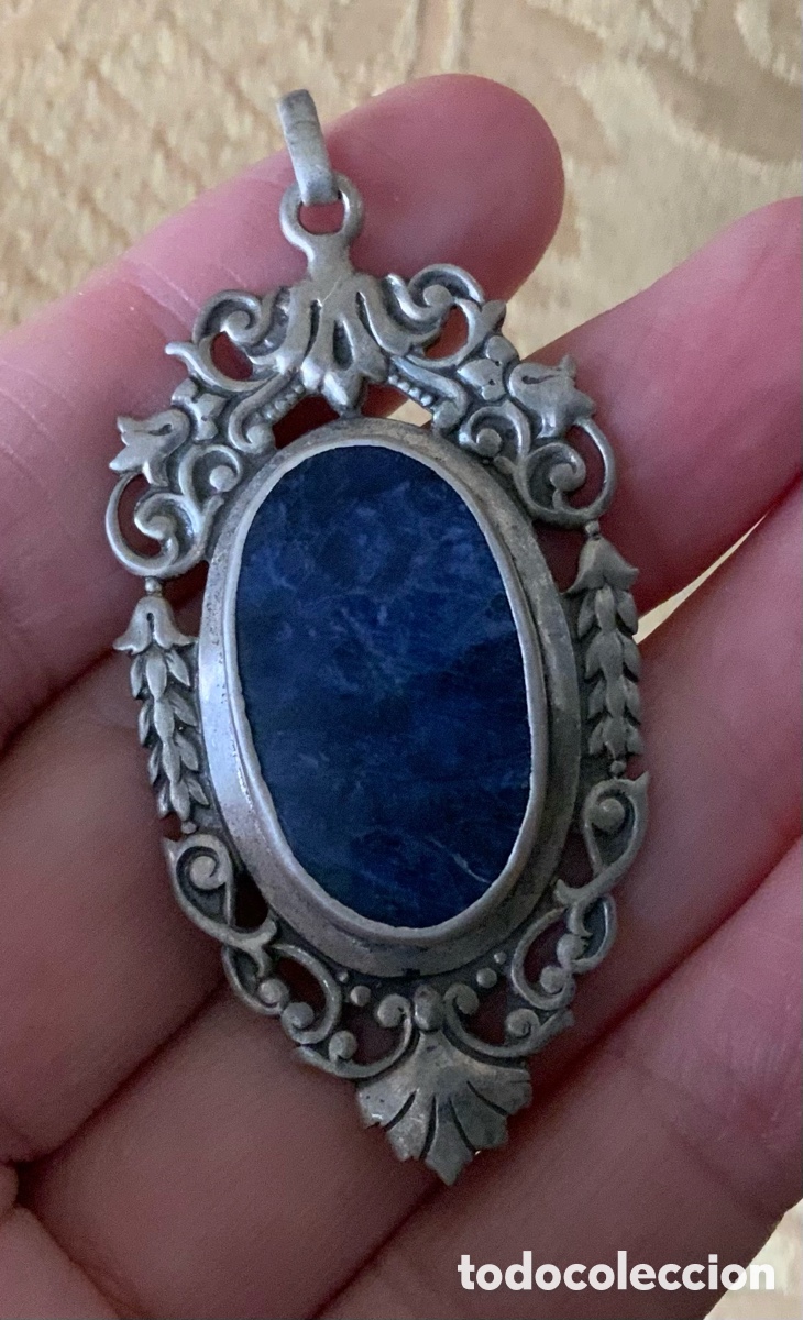 Joyeria: ANTIGUO COLGANTE PLATA Y LAPISL&Aacute;ZULI - Foto 5