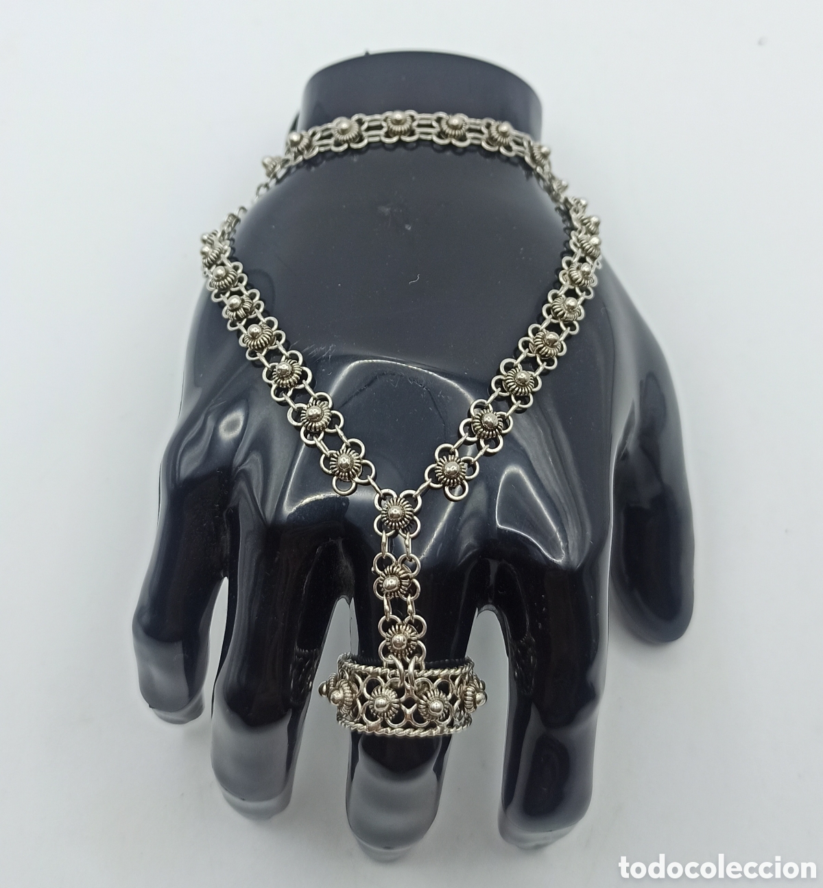 Joyeria: Pulsera mano con anillo plata