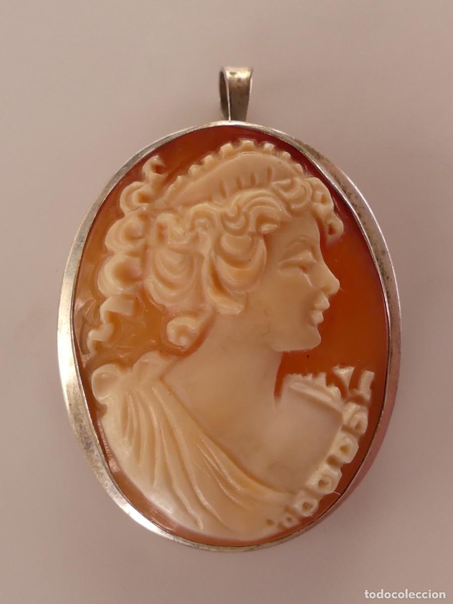 Joaillerie: ELEGANTE BROCHE COLGANTE CAMAFEO Y PLATA 925 PRECIOSO DISE&Ntilde;O