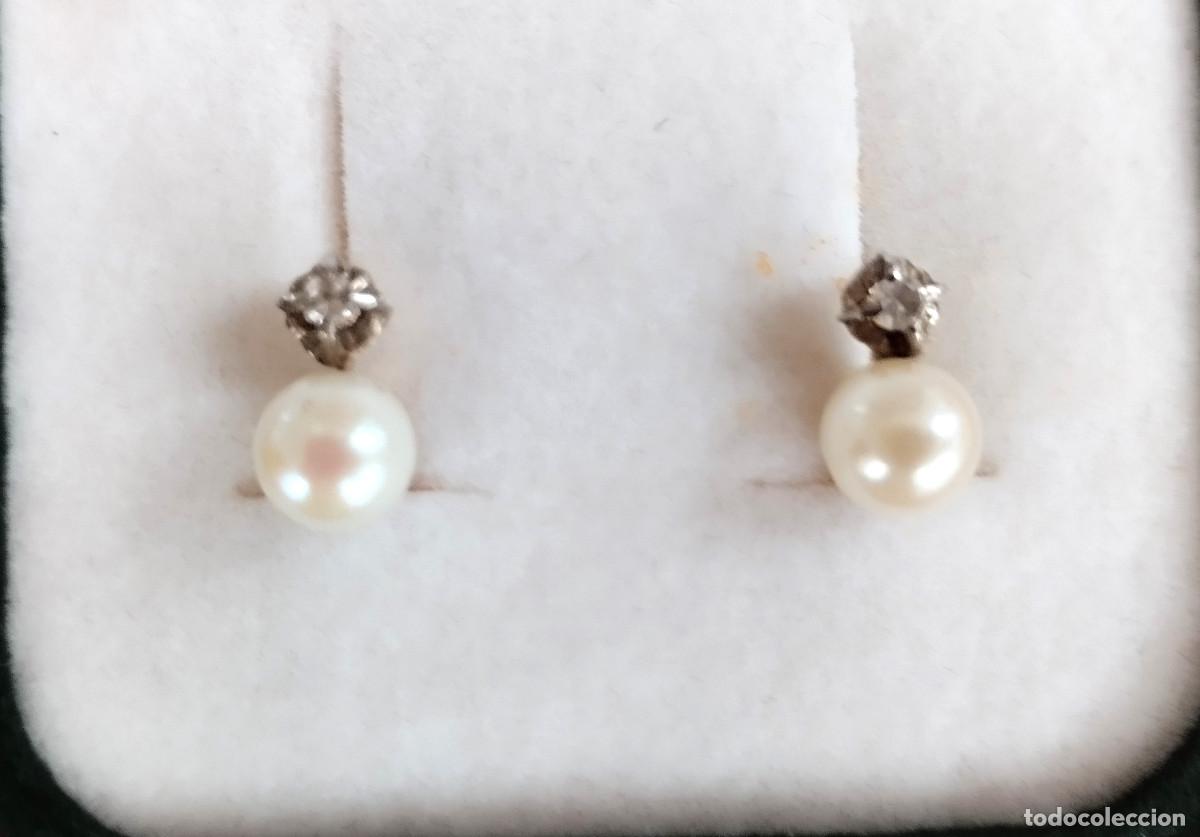 Joyeria: PENDIENTES DE ORO DE 18 KLTS. - CON PERLA Y CIRCONITAS - CIERRE CATALAN - SIN ESTRENAR