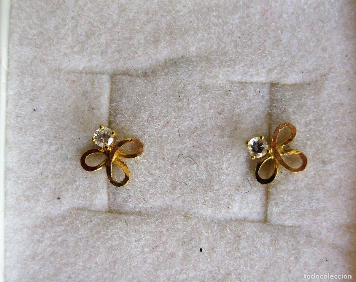 Joaillerie: PENDIENTES DE ORO DE 18 KLTS. CON CIRCONITAS INCRUSTADAS - TREBOL DE LA SUERTE - SIN ESTRENAR