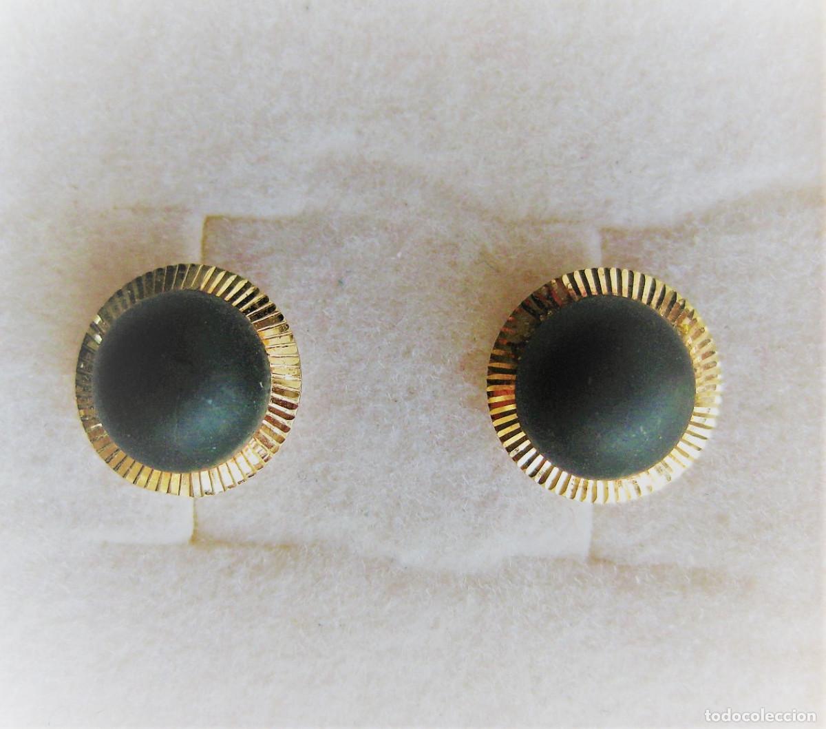 Jewelry: PENDIENTES DE ORO DE 18 KLTS. CON BOLA NEGRA - SIN ESTRENAR