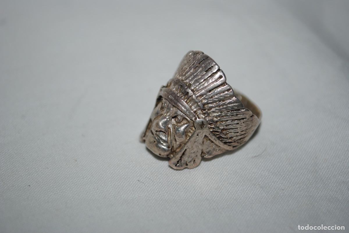 Joyeria: ANILLO DE PLATA EN FORMA DE CABEZA DE JEFE INDIO . - Foto 2