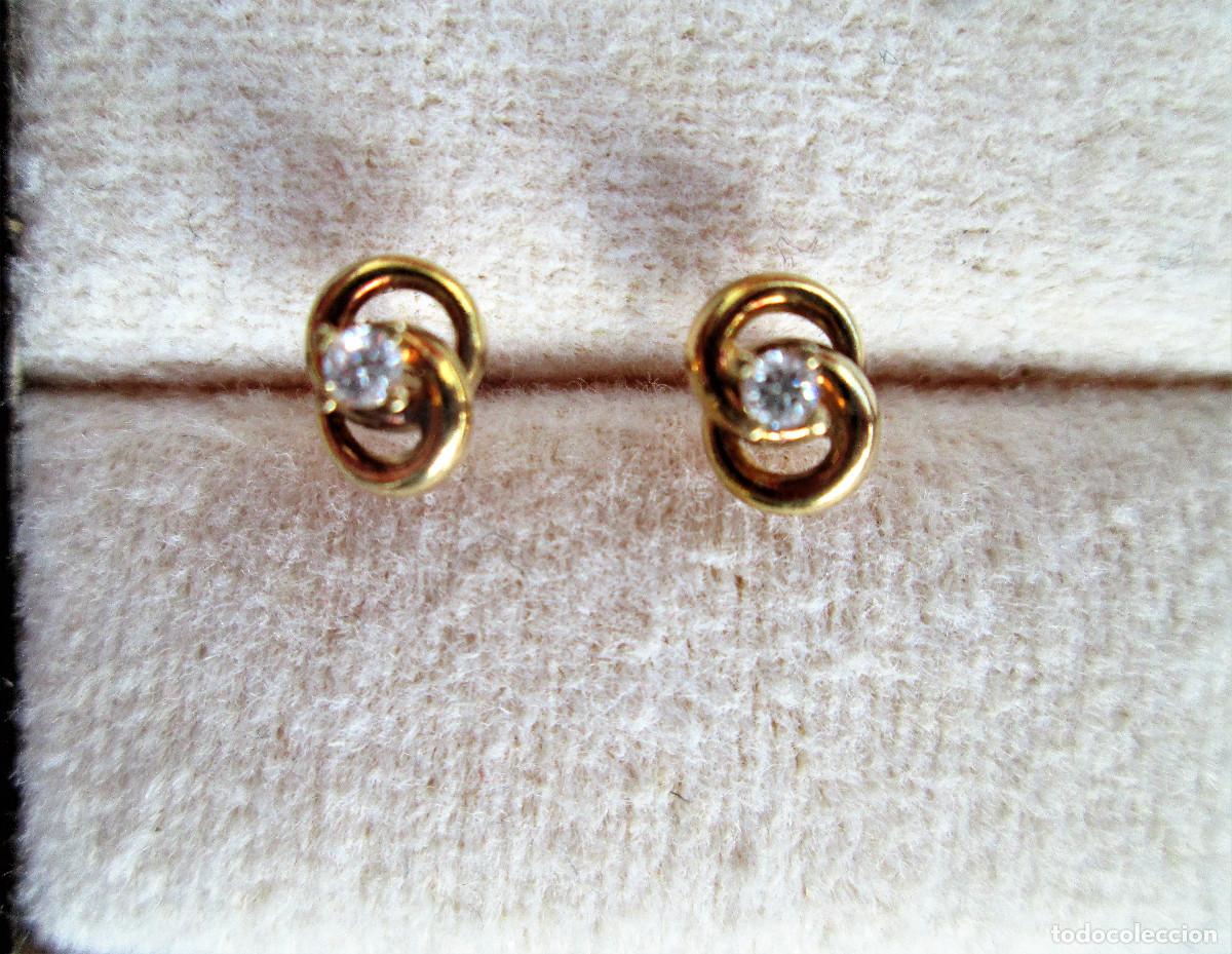 Joaillerie: PENDIENTES DE ORO DE 18 KLTS. - AROS CON CIRCONITAS CIERRE DE ROSCA - SIN ESTRENAR