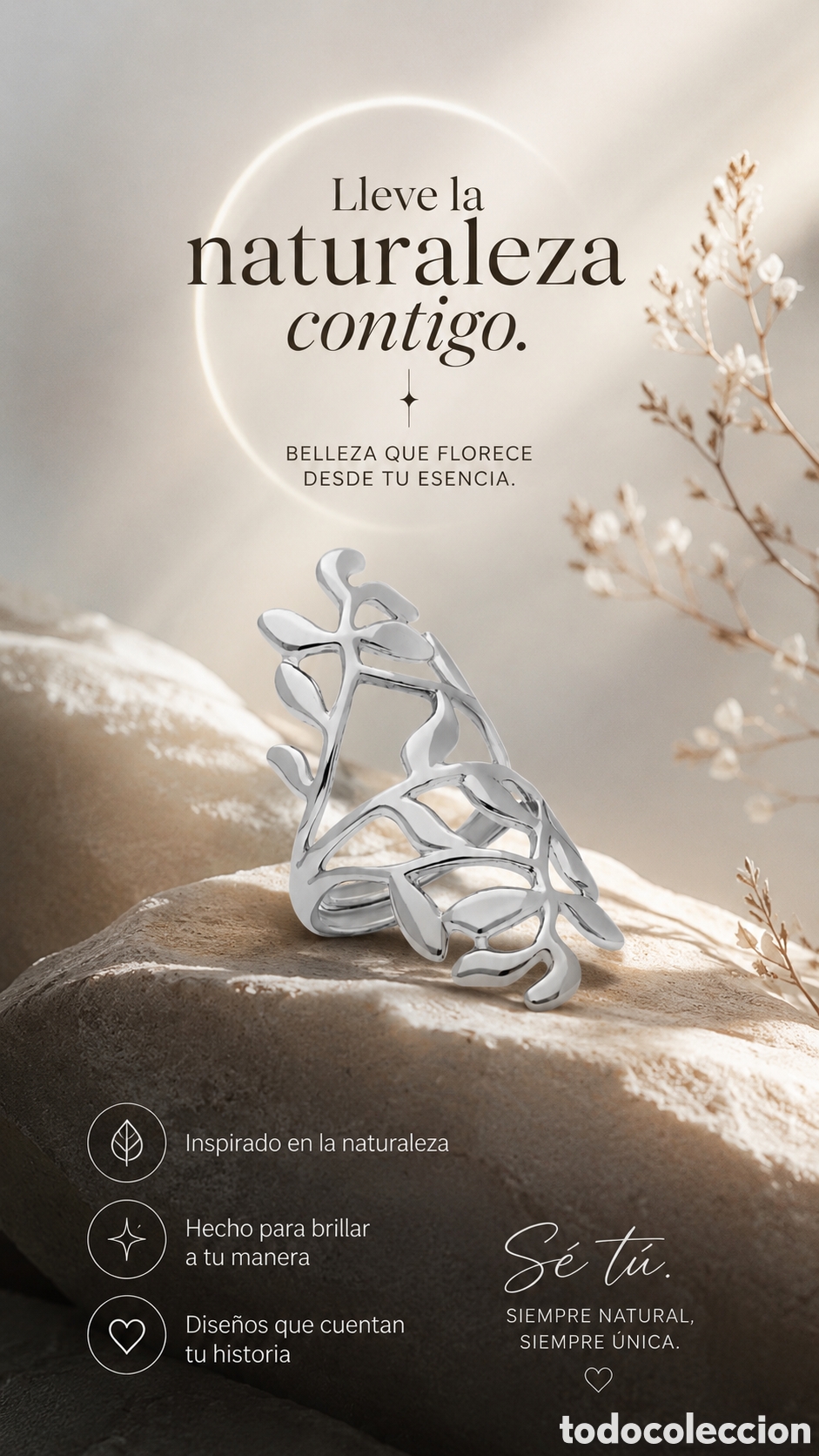 Joyeria: Anillo Hojas acero 316 L