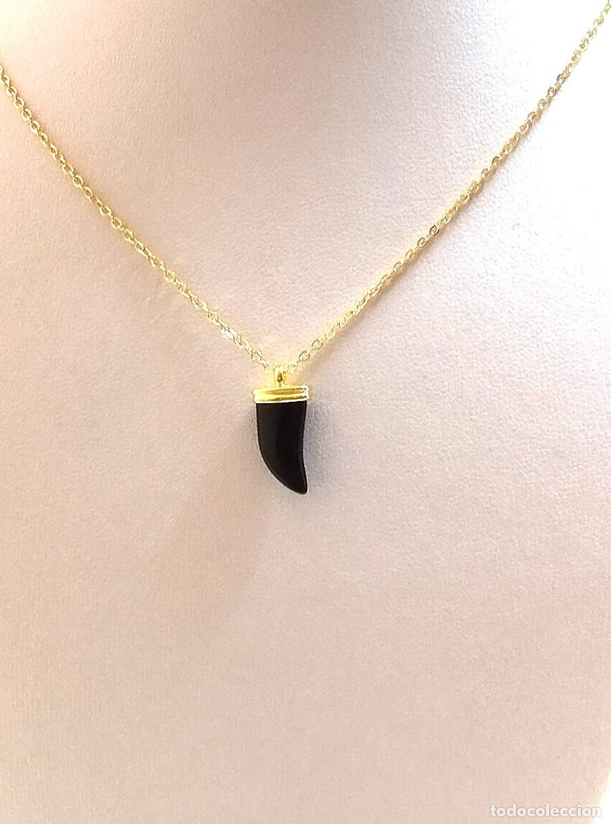 Joyeria: Colgante de colmillo de &oacute;nix en Plata 925 dorada - Foto 1