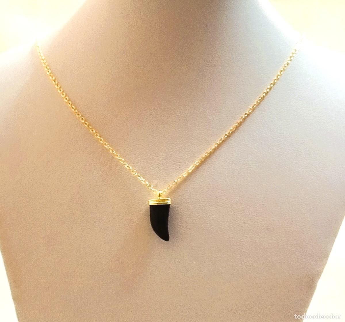 Joyeria: Colgante de colmillo de &oacute;nix en Plata 925 dorada - Foto 2