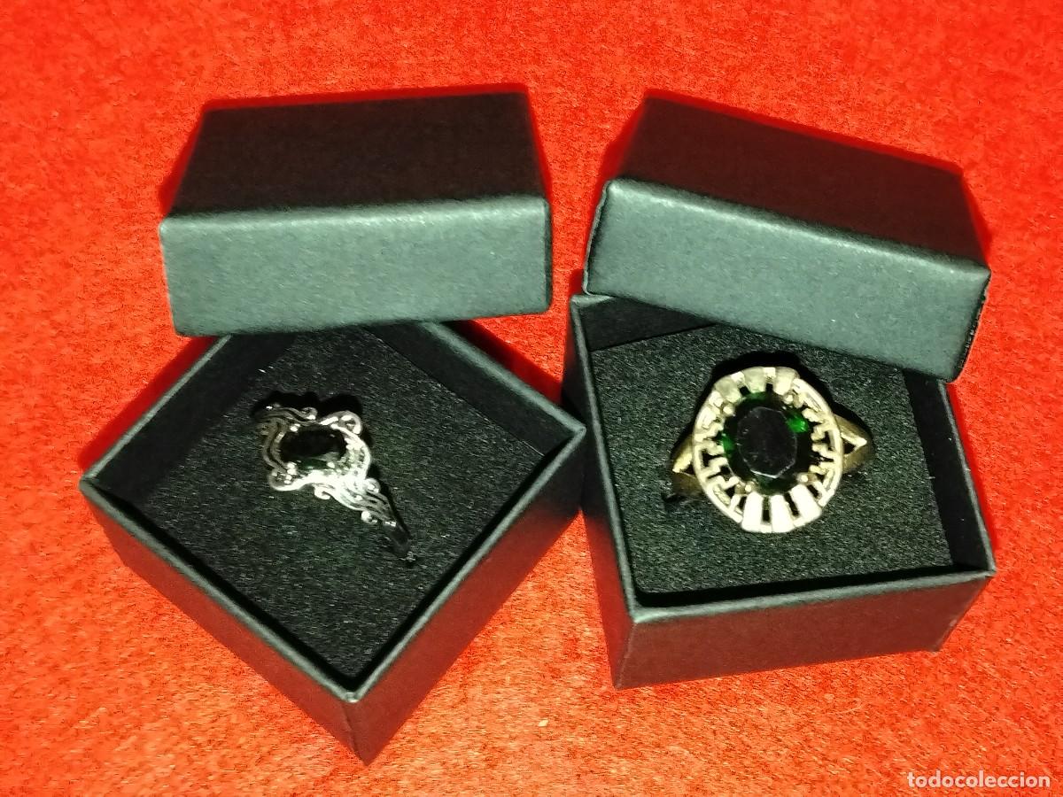 Joyeria: PRECIOSO CONJUNTO DE 2 ANILLOS,ACERO INOX Y CIRCONITA VERDE ESMERALDA GRANDES DISE&Ntilde;ADORES-N&ordm; 20 Y 16