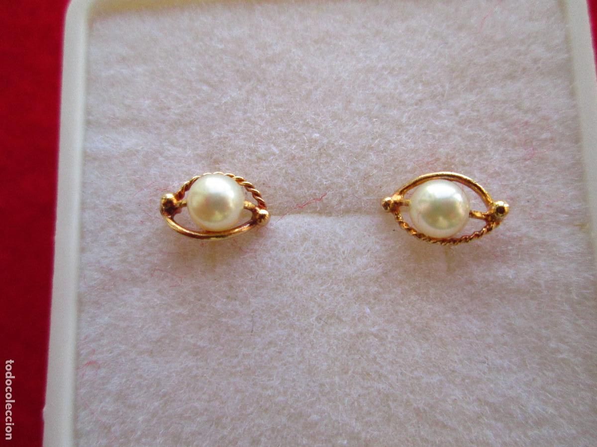 Joyeria: PENDIENTES DE ORO DE 18 KLTS. - CON PERLAS - CIERRE DE ROSCA - SIN ESTRENAR - Foto 2