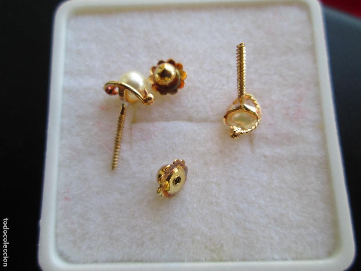 Joyeria: PENDIENTES DE ORO DE 18 KLTS. - CON PERLAS - CIERRE DE ROSCA - SIN ESTRENAR - Foto 3