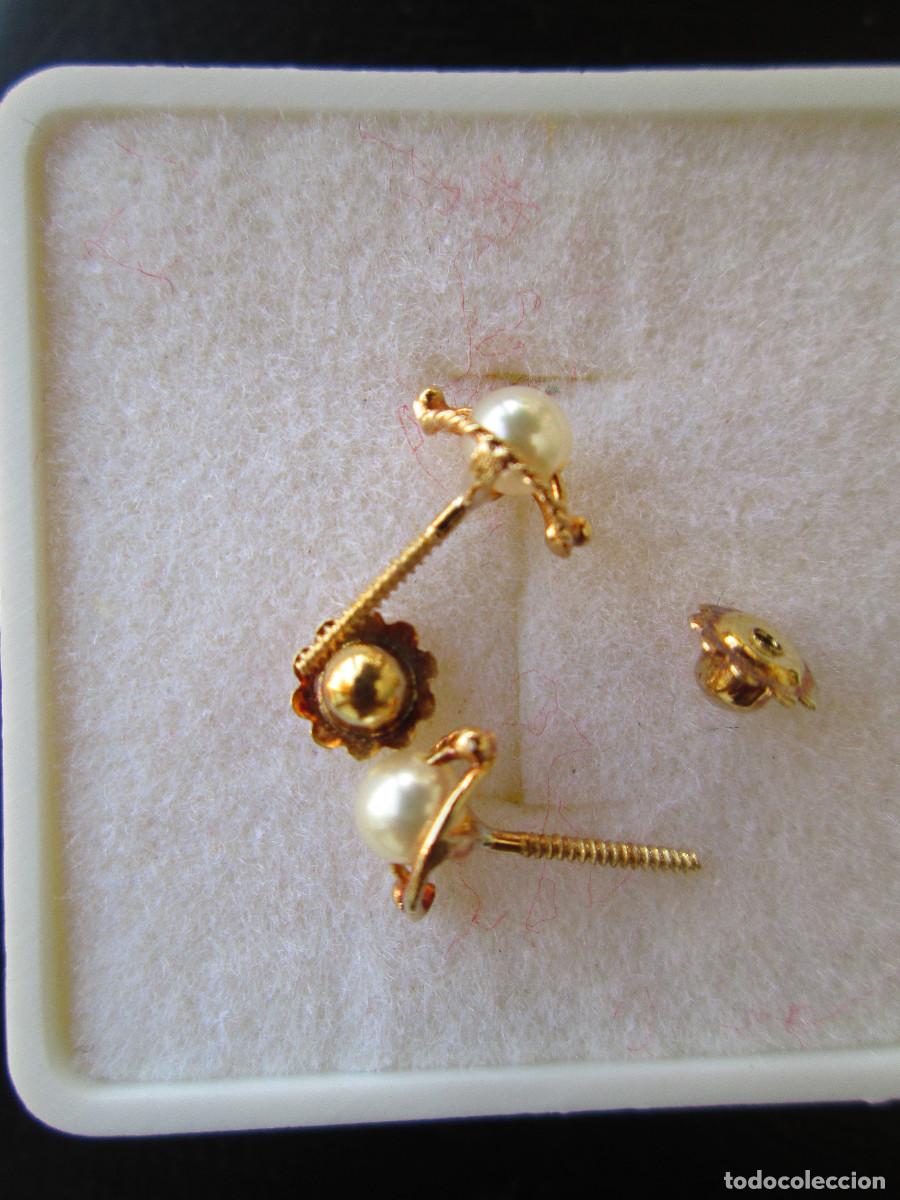 Joyeria: PENDIENTES DE ORO DE 18 KLTS. - CON PERLAS - CIERRE DE ROSCA - SIN ESTRENAR - Foto 4