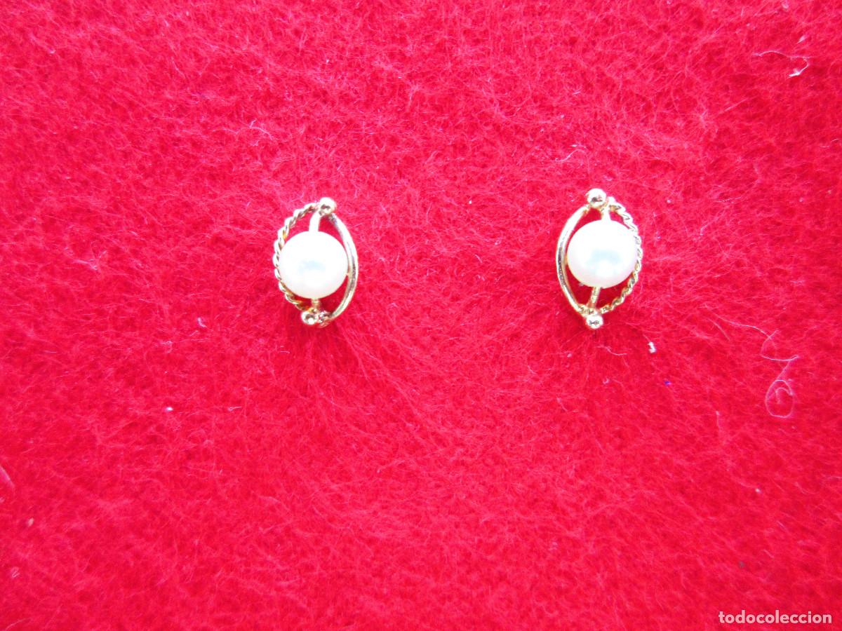 Joyeria: PENDIENTES DE ORO DE 18 KLTS. - CON PERLAS - CIERRE DE ROSCA - SIN ESTRENAR - Foto 5