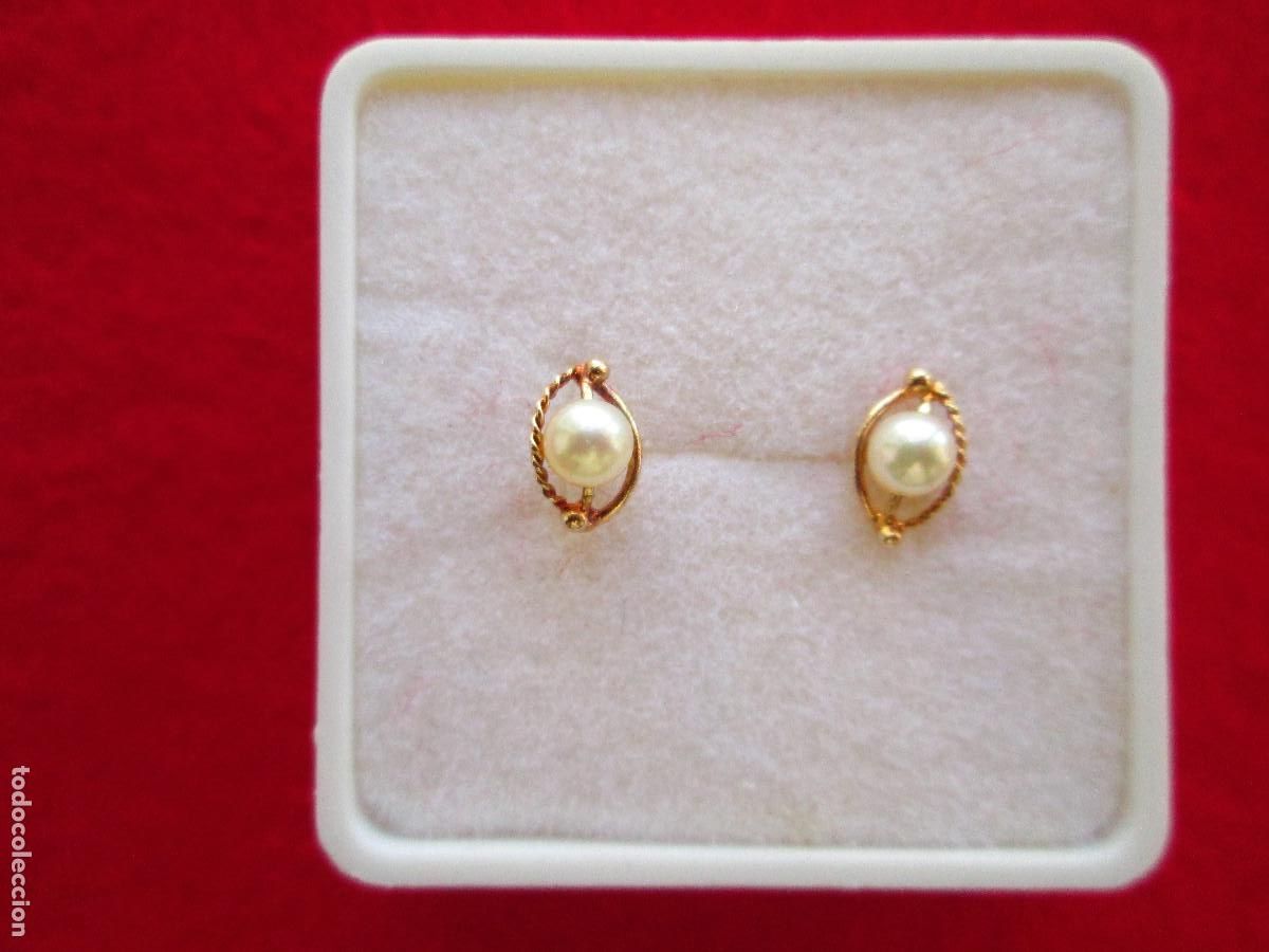 Joyeria: PENDIENTES DE ORO DE 18 KLTS. - CON PERLAS - CIERRE DE ROSCA - SIN ESTRENAR - Foto 6
