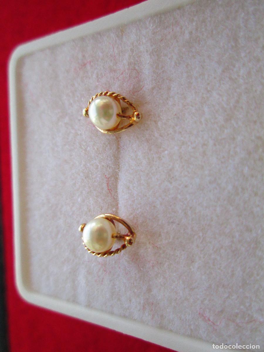 Joyeria: PENDIENTES DE ORO DE 18 KLTS. - CON PERLAS - CIERRE DE ROSCA - SIN ESTRENAR - Foto 7