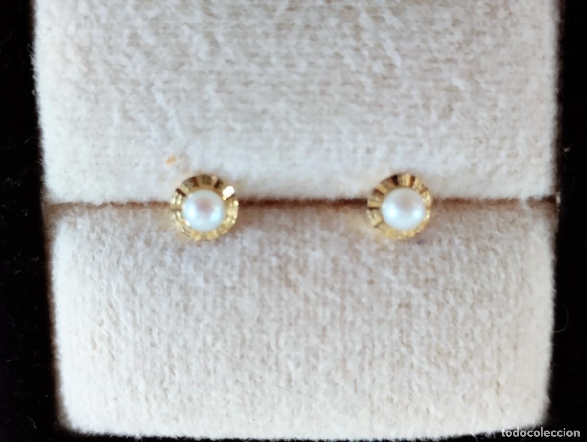 Jewelry: PENDIENTES DE ORO DE 18 KLTS. CON PERLAS - CIERRE DE ROSCA - SIN ESTRENAR
