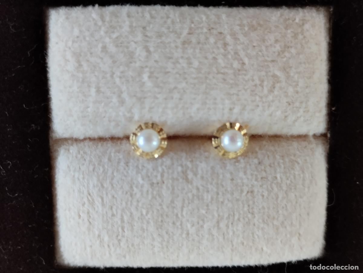 Joyeria: PENDIENTES DE ORO DE 18 KLTS. CON PERLAS - CIERRE DE ROSCA - SIN ESTRENAR - Foto 2