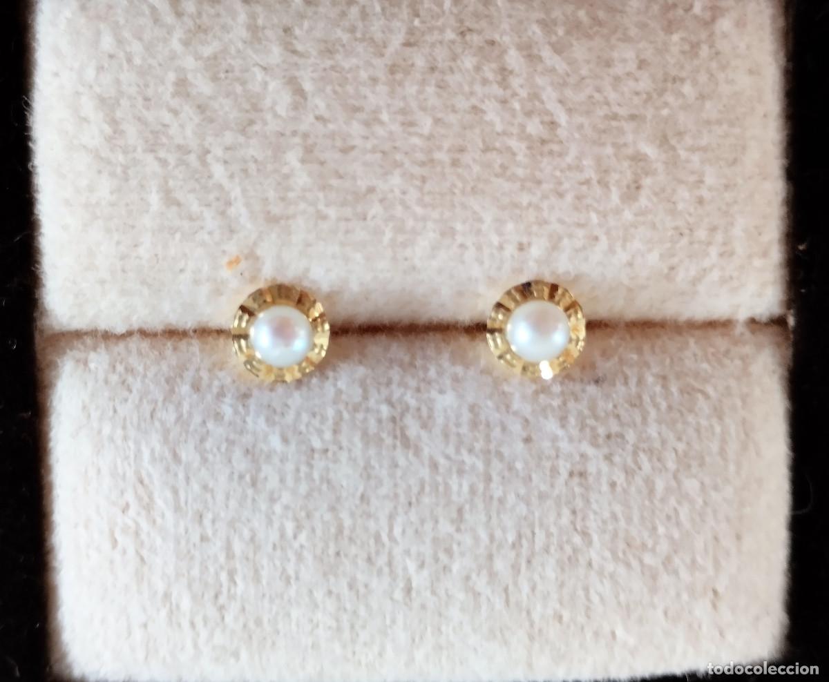 Joyeria: PENDIENTES DE ORO DE 18 KLTS. CON PERLAS - CIERRE DE ROSCA - SIN ESTRENAR - Foto 5