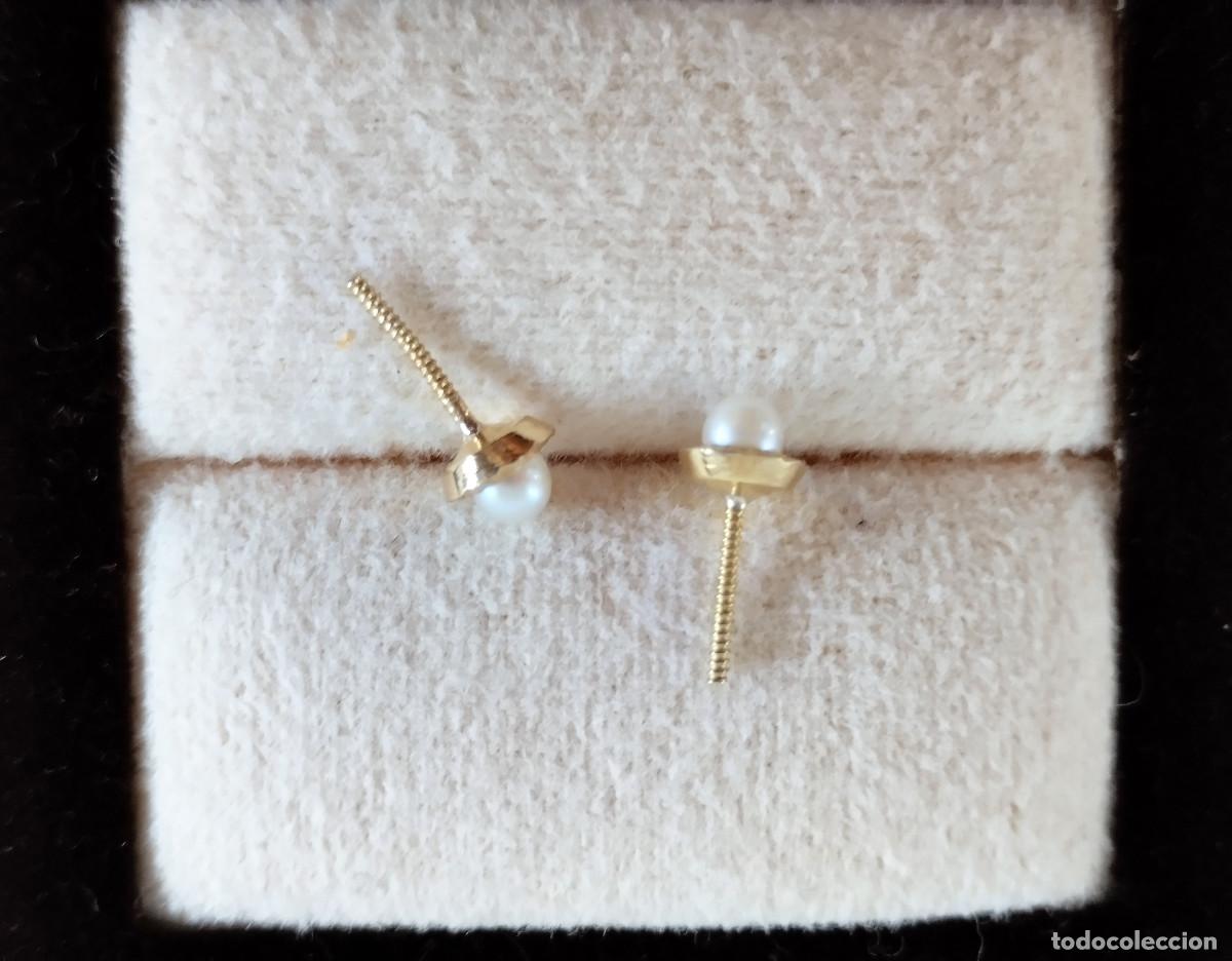 Joyeria: PENDIENTES DE ORO DE 18 KLTS. CON PERLAS - CIERRE DE ROSCA - SIN ESTRENAR - Foto 6