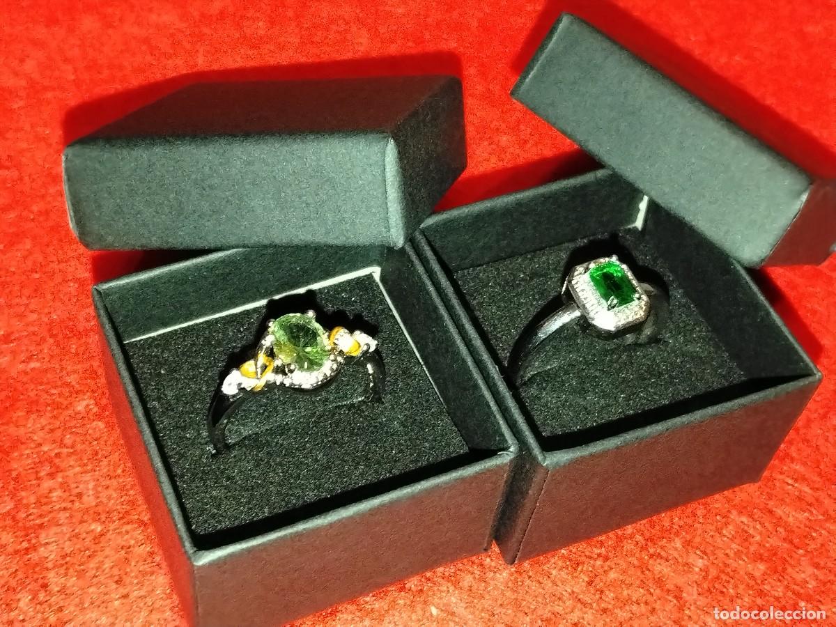 Joyeria: PRECIOSO CONJUNTO DE 2 ANILLOS,ACERO INOX Y VERDE ESMERALDA GRANDES DISE&Ntilde;ADORES-N&ordm; 19 Y 19