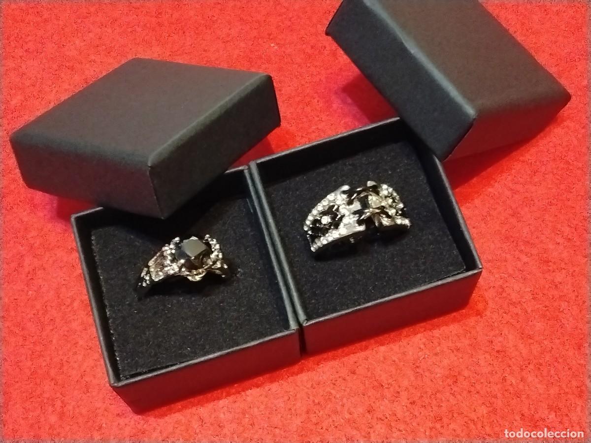 Schmuck: PRECIOSO CONJUNTO DE 2 ANILLOS,ACERO INOX Y CIRCONITA NEGRO AZABACHE GRANDES DISE&Ntilde;ADORES-N&ordm; 11 Y 14
