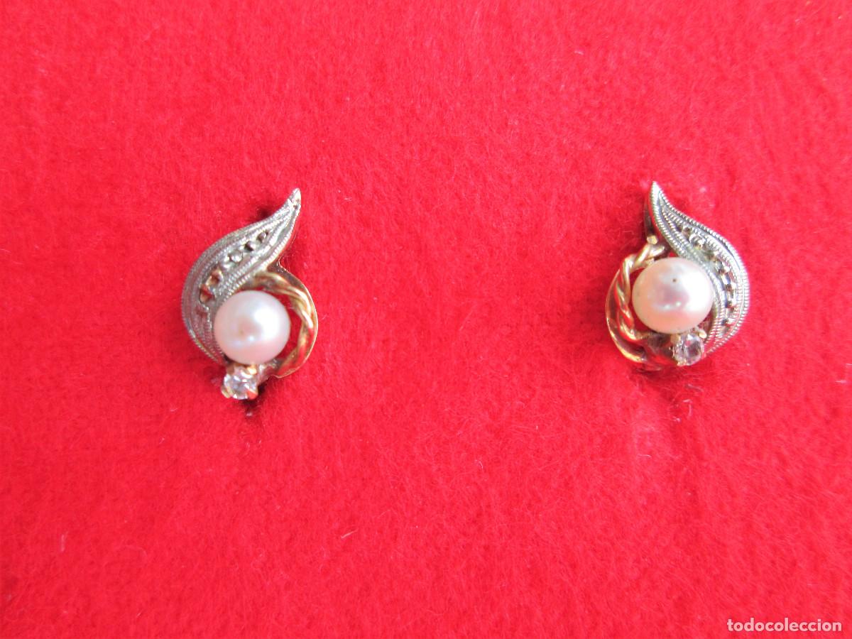 Joaillerie: PENDIENTES DE ORO DE 18 KLTS. BICOLOR CON CIRCONITAS Y PERLITAS PEQUE&Ntilde;AS - SIN ESTRENAR