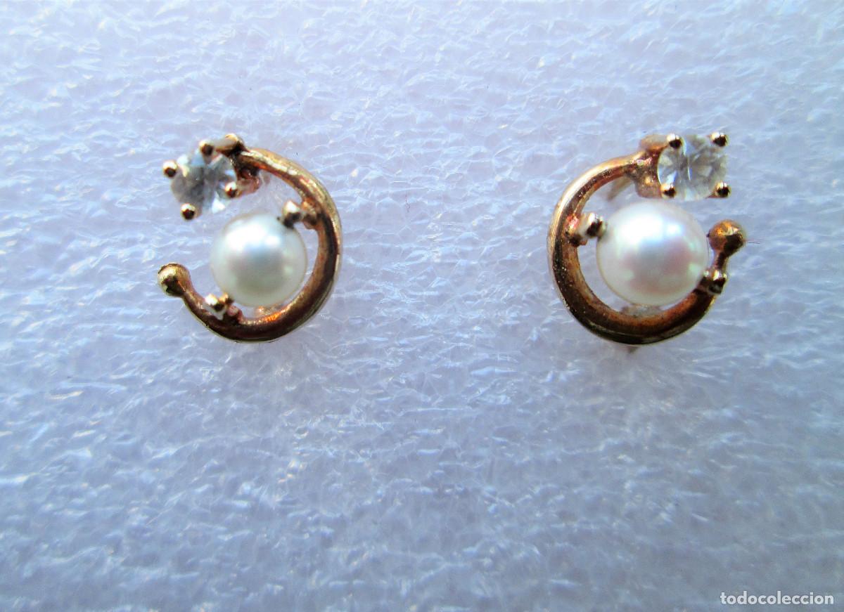 Joaillerie: PENDIENTES DE ORO DE 18 KLTS. - CON PERLA Y CIRCONITAS - CIERRE CATALAN - SIN ESTRENAR