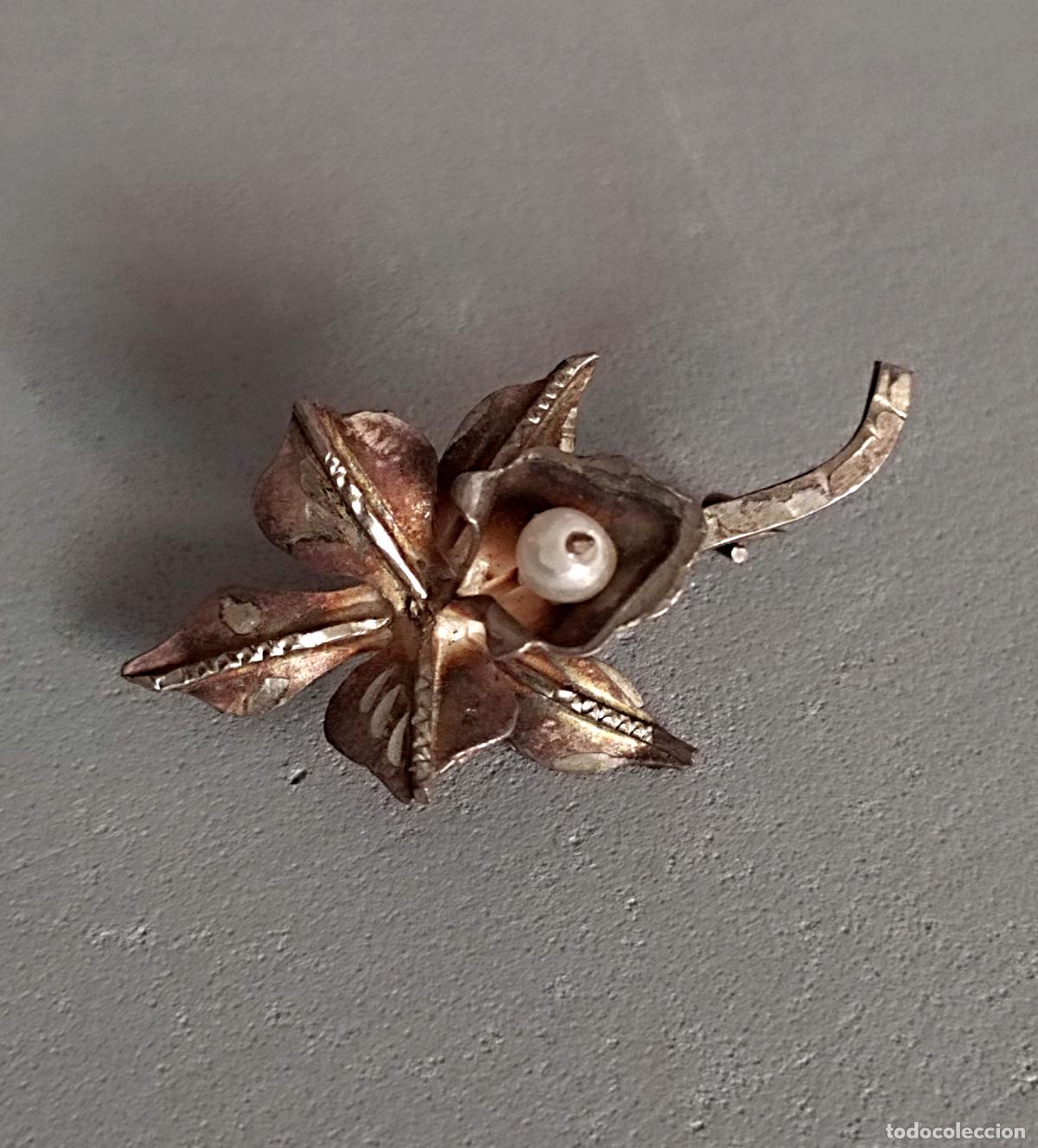 Joyeria: Bonito broche de plata de ley, con perla. Forma de hoja. - Foto 2