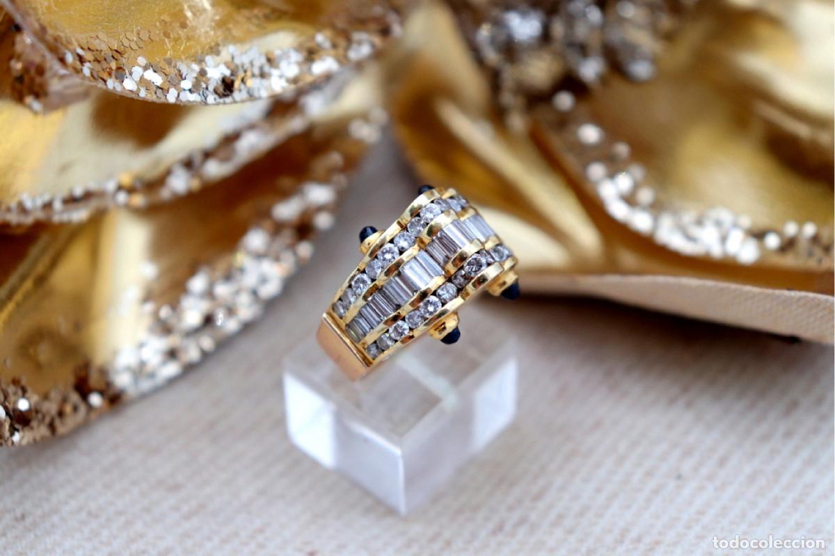 Schmuck: Anillo de oro de 18 quilates con diamantes y zafiros australianos