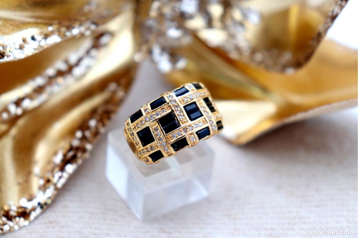Joalharia: Anillo de oro de 18 quilates con diamantes y zafiros australianos