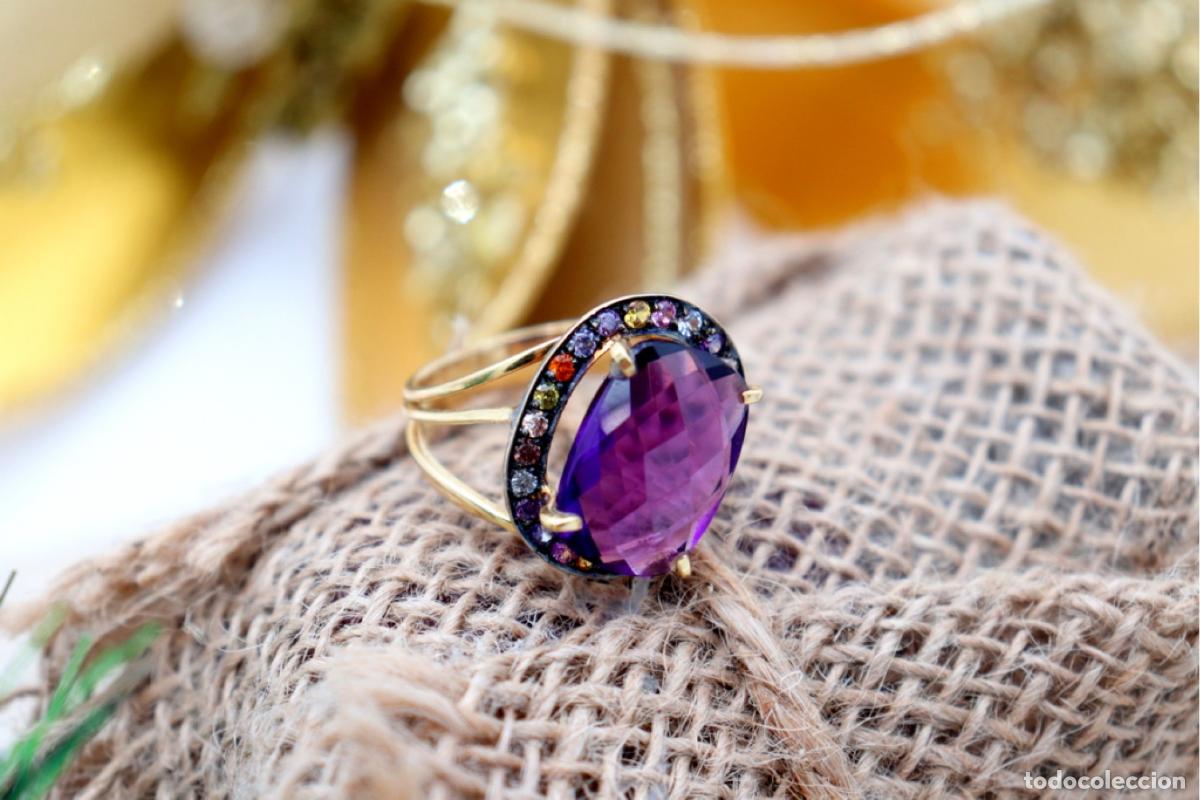 Joyeria: Anillo de Oro 19.2K con amatista y cuarzo - Foto 2