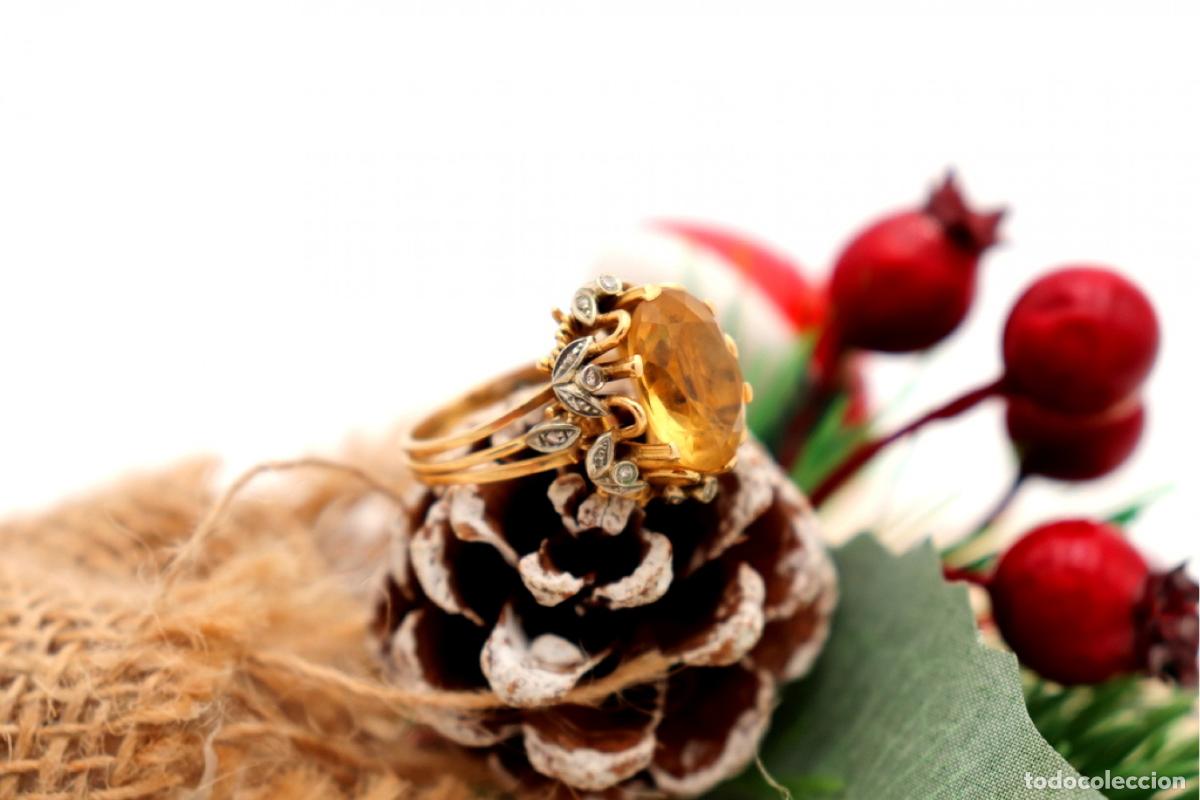 Joaillerie: Anillo de oro de 19,2 quilates con diamantes y citrino